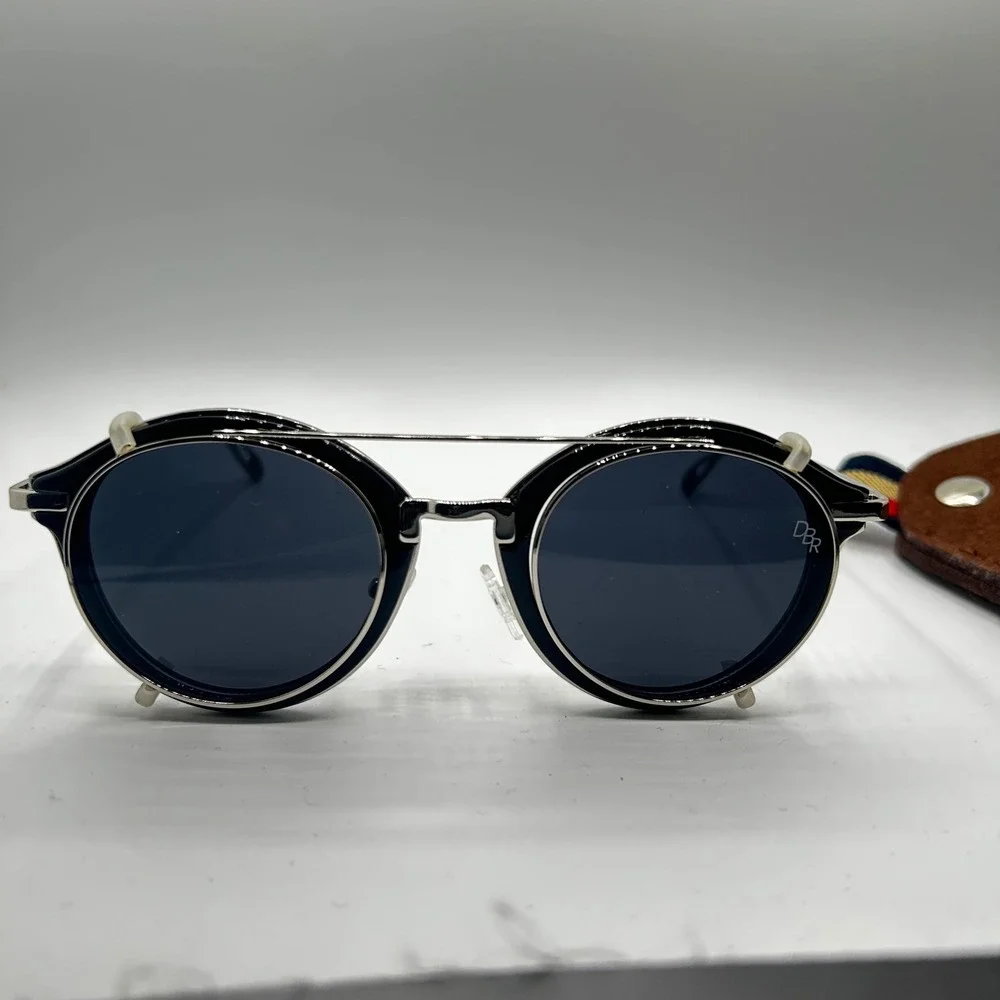 Dubranchet Sunglasses Black Double Lens Clip Round 1810 C1